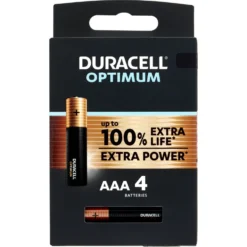 Duracell Optimum AAA Batterie Stilo Alcaline 1.5 V LR03 MX2400 Confezione da 4