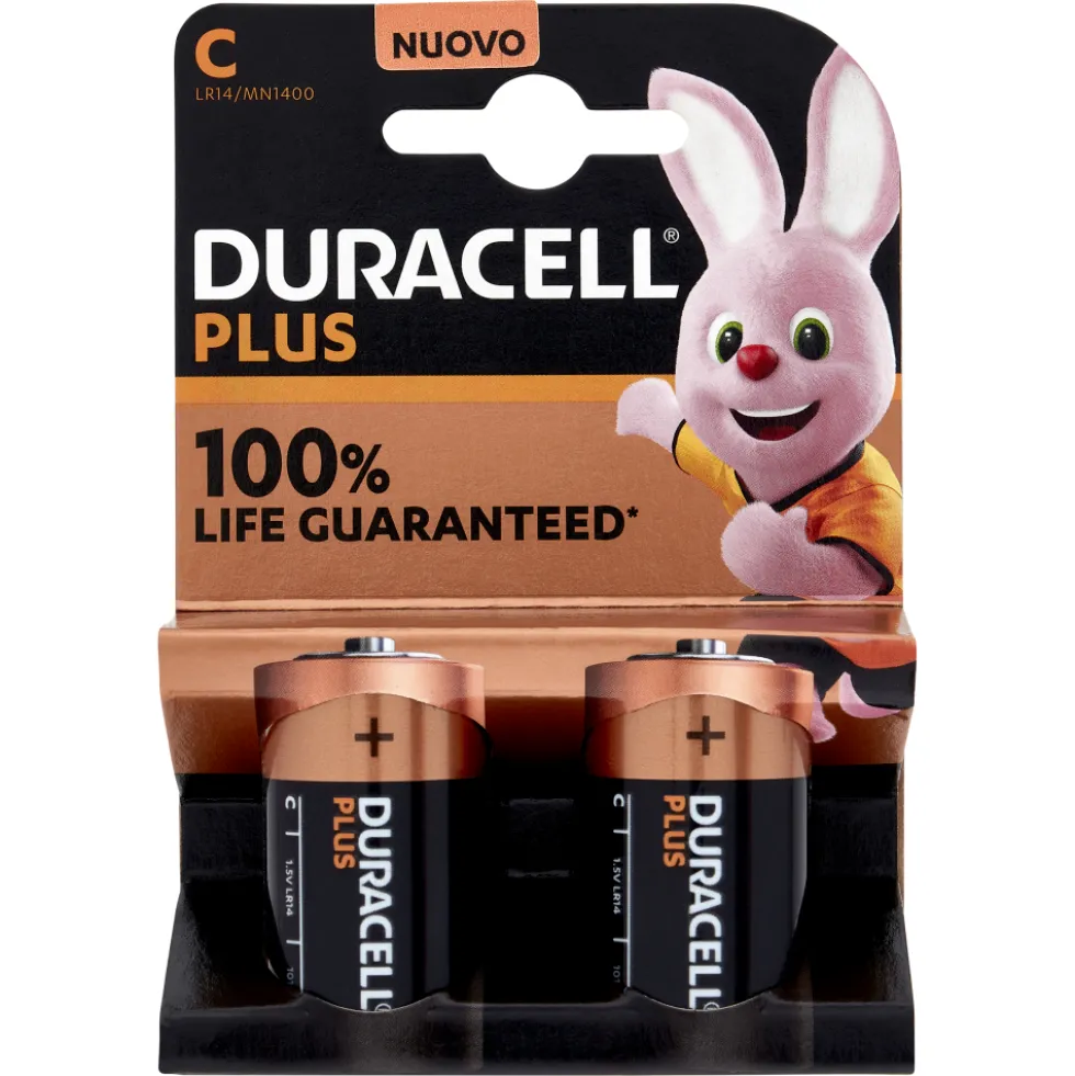 Duracell Plus C Batterie Mezza-Torcia Alcaline 1.5V LR14 MX1400 Confezione da 2