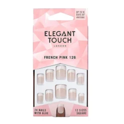 Elegant Touch Unghie Finte French Rosa Corte con Colla
