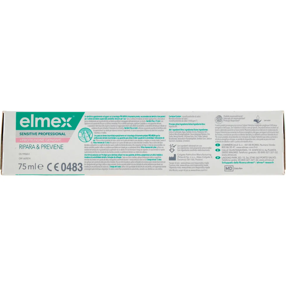 Elmex dentifricio Sensitive Professional Ripara e Previene e Protezione Gengive 75 ml