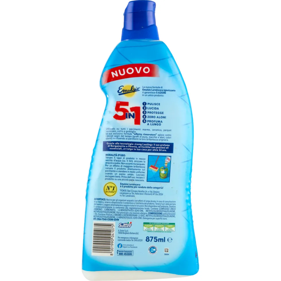Emulsio LavaIncera Igienizzante 5in1 Bergamotto e Peonia 875 ml