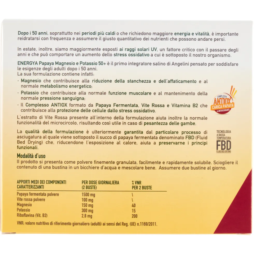 Energya Papaya Magnesio e Potassio Adulti 50+ 14 Buste
