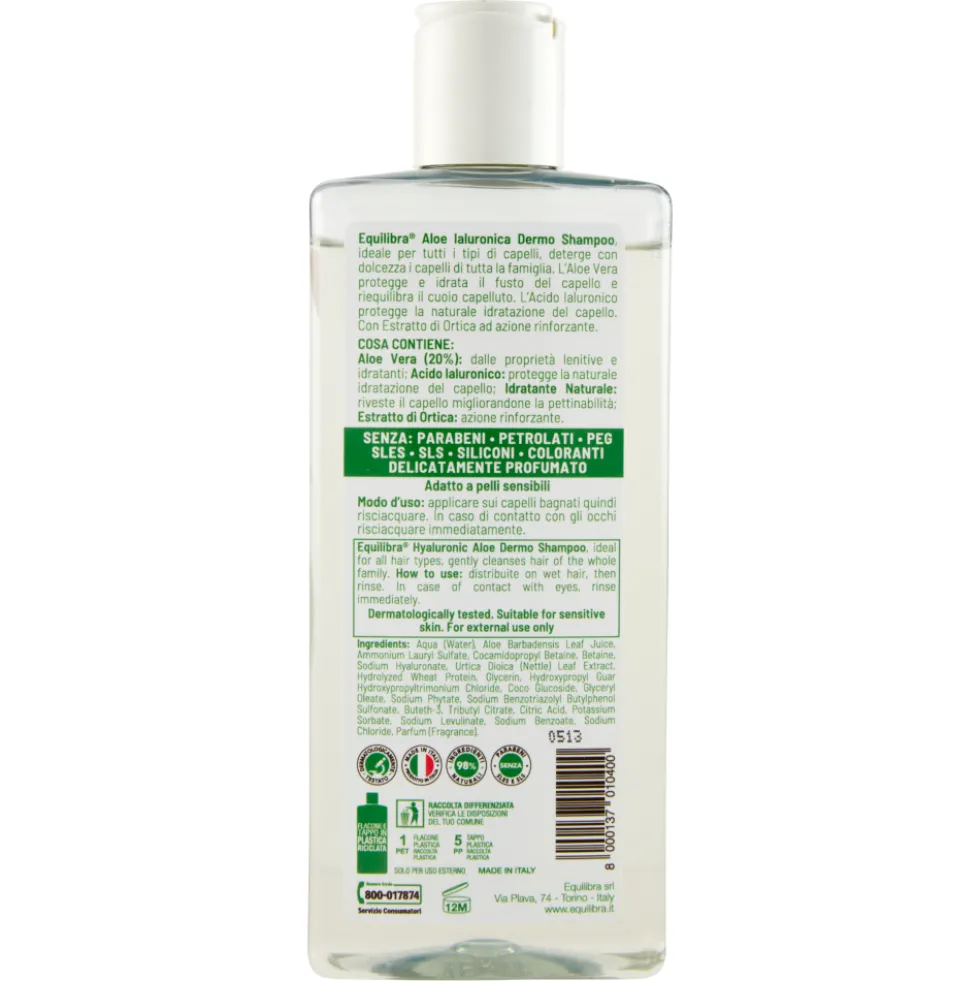 Equilibra Aloe Ialuronica Dermo Shampoo Idratante 265 ml