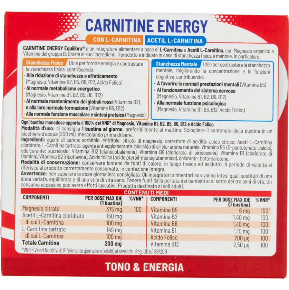 Equilibra Carnitine Energy 12 Bustine Monodose