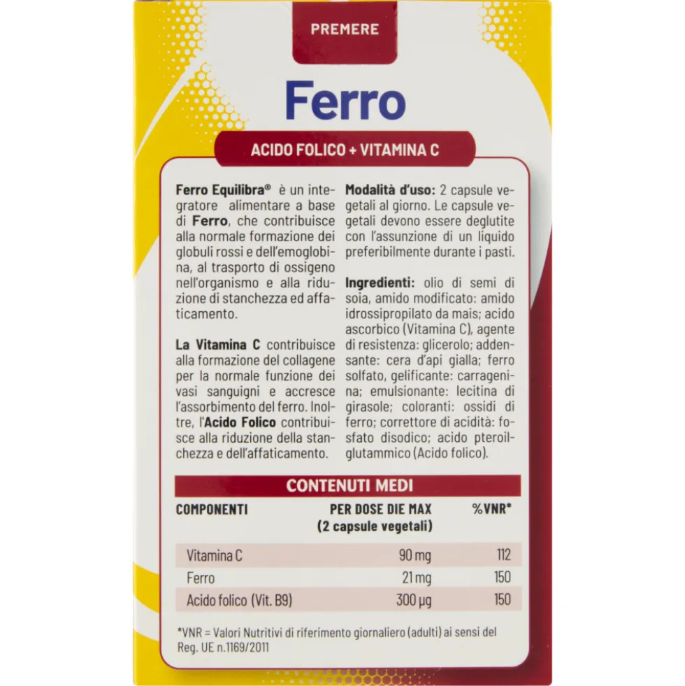 Equilibra Ferro Acido Folico + Vitamina c 60 Capsule
