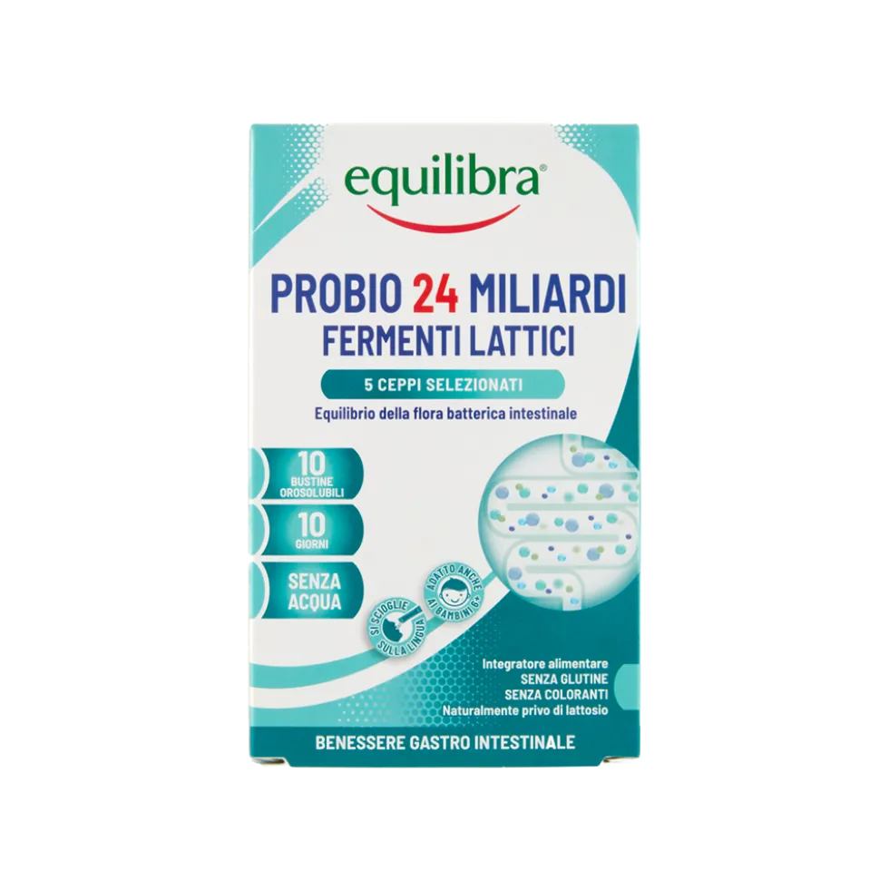 Equilibra Probio 24 Miliardi Fermenti Lattici 5 Ceppi Selezionati 10 Bustine Orosolubili