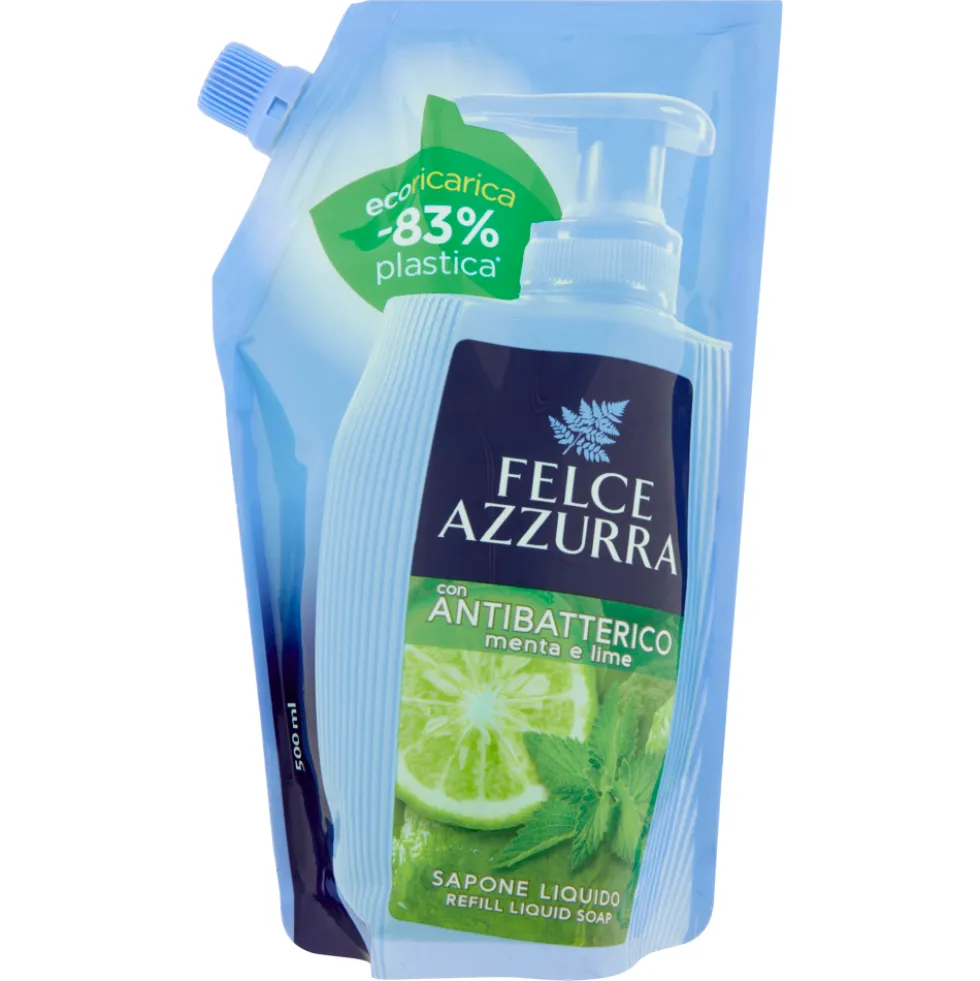 Felce Azzurra Antibatterico Menta e Lime Sapone Liquido Ecoricarica 500 ml