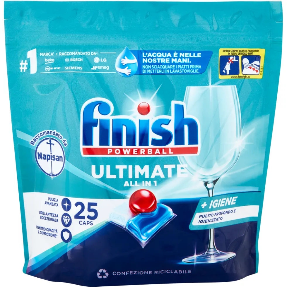 Finish Ultimate All In One Napisan Lavastoviglie 25 Caps