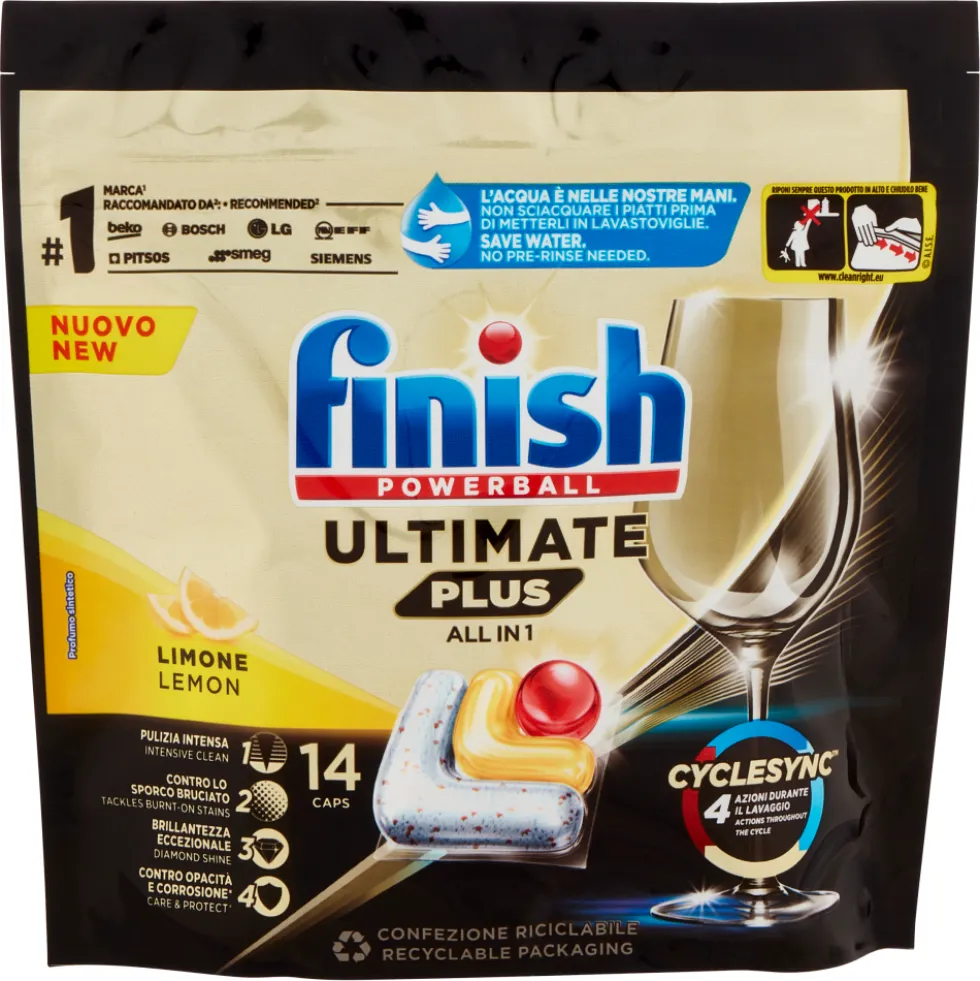 Finish Ultimate Plus All In One Lemon Lavastoviglie 14 Caps