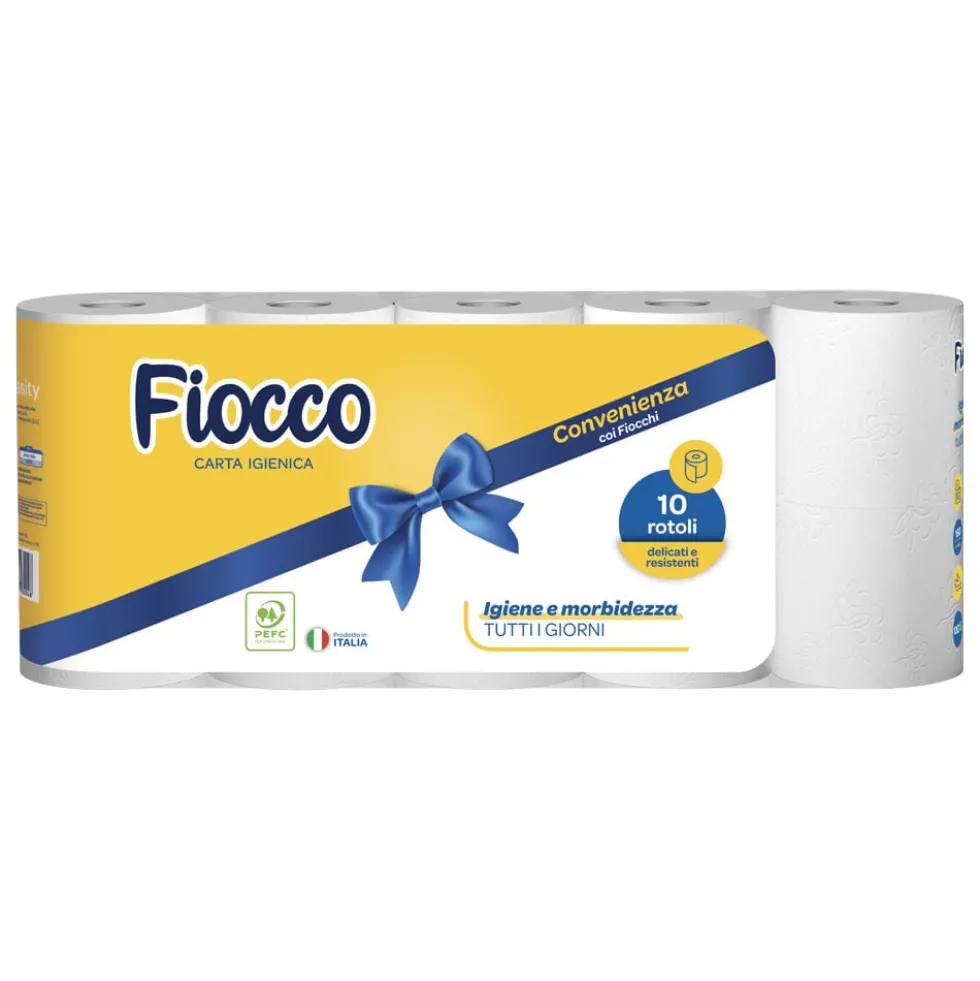 Fiocco Carta Igienica 160 Strappi 10 Rotoli