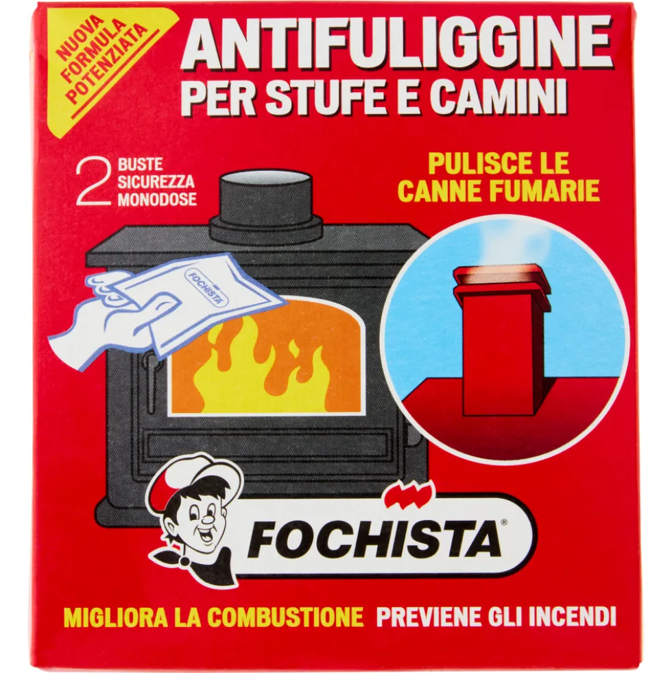 Fochista Antifuliggine per Stufe e Camini Buste Sicurezza Monodose 2 x 90 g
