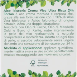 Forsan Aloe Ialuronic Crema Viso Ultra Ricca 24h Nutriente Intensiva 50 ml