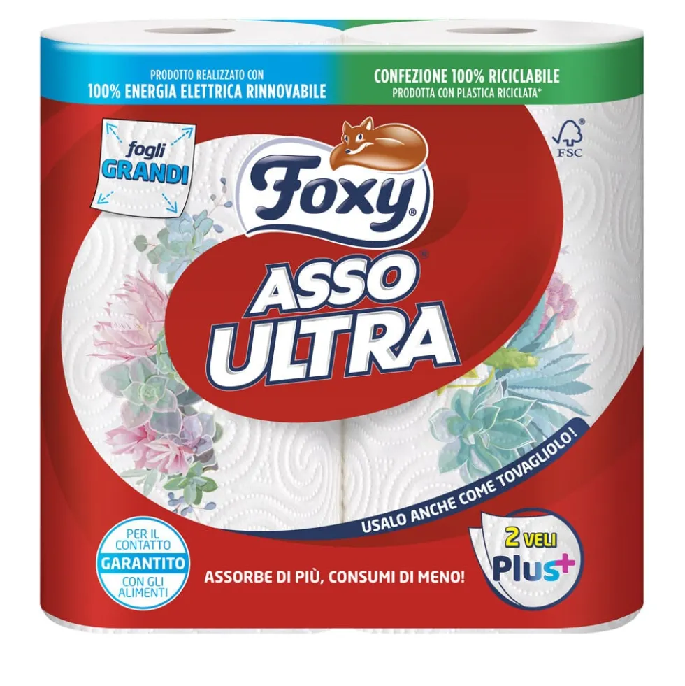 Foxy Asso Ultra Asciugatutto Decorato 2 Maxi Rotoli