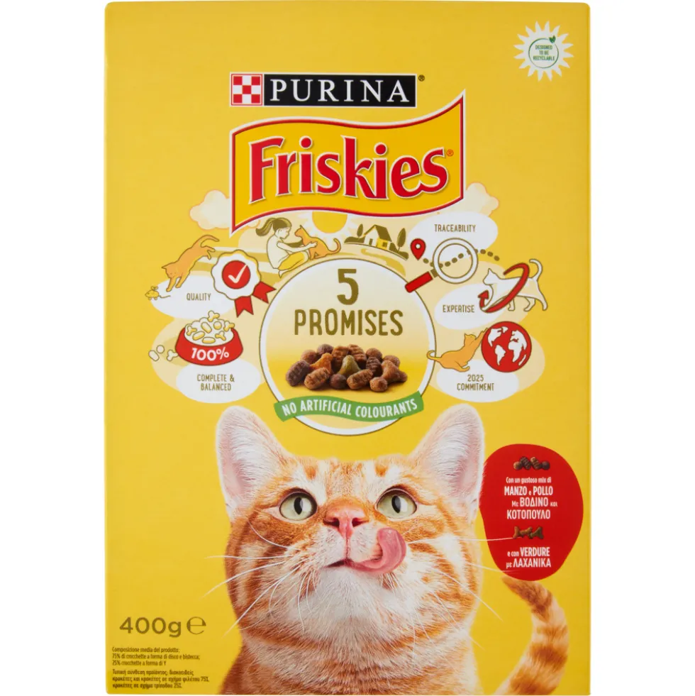 Friskies Gatto Adult Con un Gustoso Mix di Manzo e Pollo e con Verdure 400 g