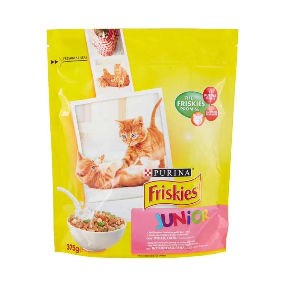 Friskies Gatto Crocchette Junior con Pollo, Latte e Verdure 375 g