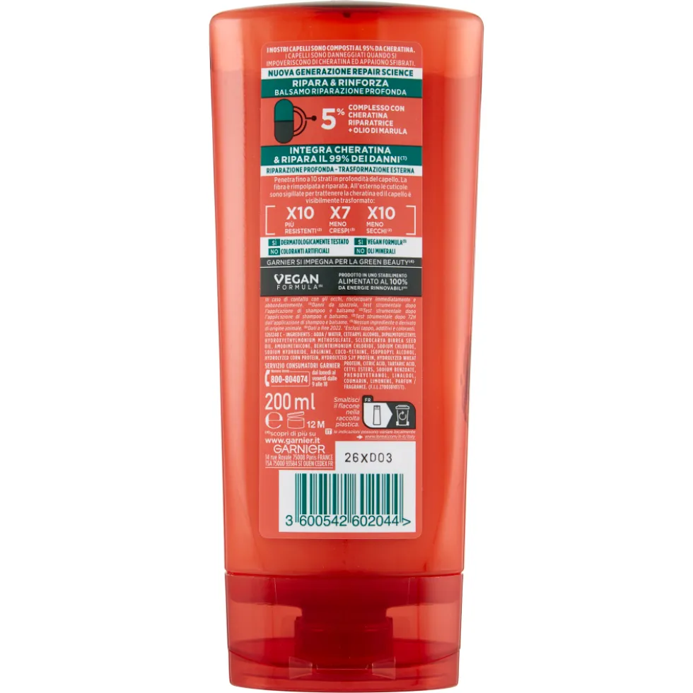 Garnier Fructis Balsamo Ripara & Rinforza Capelli Danneggiati 200 ml