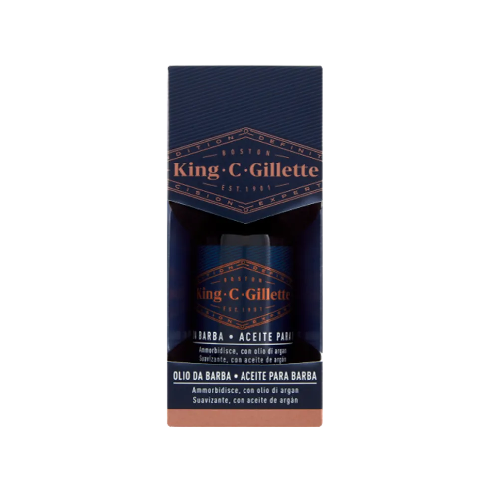 Gillette King C. Olio da Barba con Olii di Argan, Jojoba e Avocado 30 ml