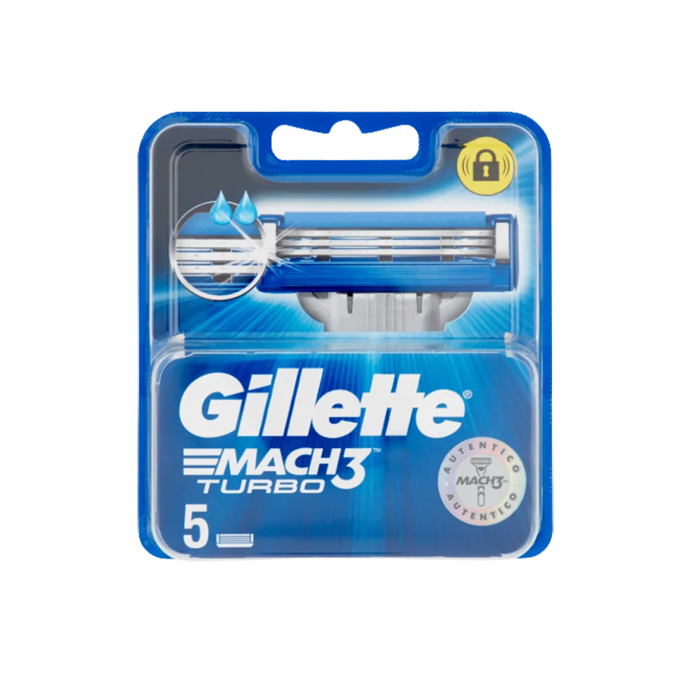 Gillette Mach3 Turbo Lame di Ricambio 5 Ricariche