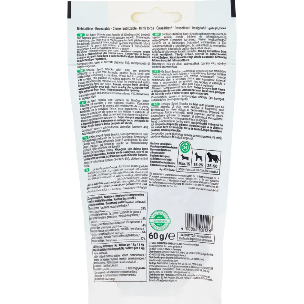 GimDog Sport Snacks con Agnello 60 g