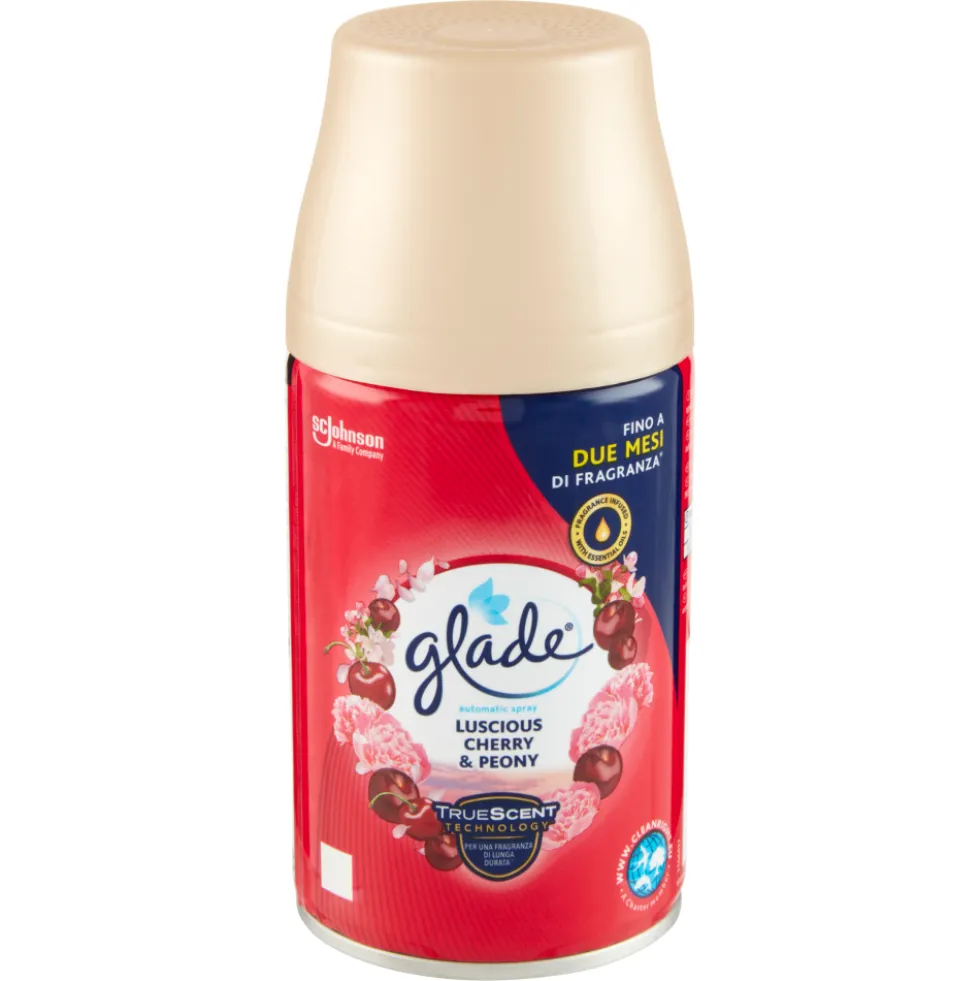 Glade Automatic Spray Ricarica, Profumatore per Ambienti, Fragranza Luscious Cherry & Peony