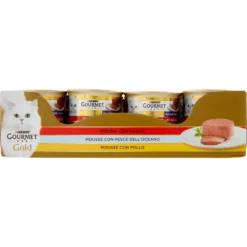 Gourmet Gold Cat Adult Mousse con Manzo, con Pesce dell'Oceano, con Pollo 85 g 24 Pezzi
