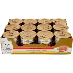 Gourmet Gold Cat Adult Mousse con Manzo, con Pesce dell'Oceano, con Pollo 85 g 24 Pezzi