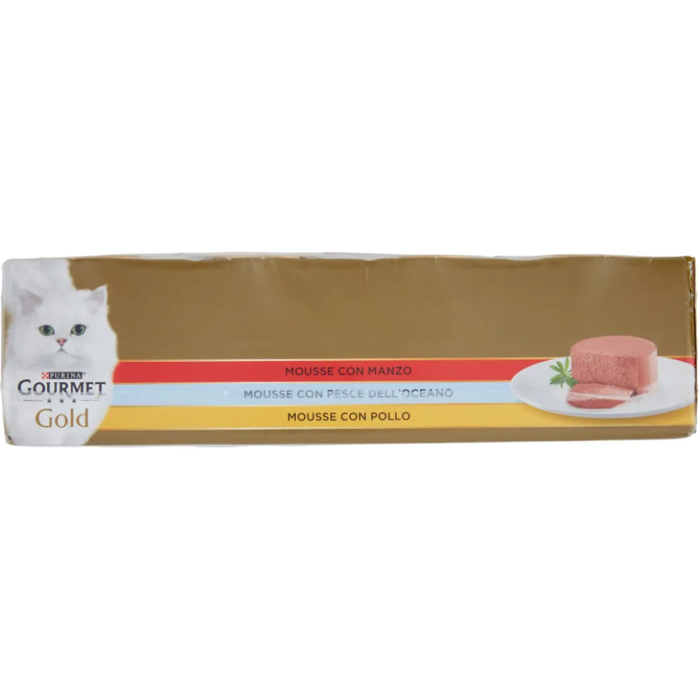 Gourmet Gold Cat Adult Mousse con Manzo, con Pesce dell'Oceano, con Pollo 85 g 24 Pezzi