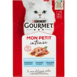 Gourmet Mon Petit Filettini Intense cotti in Salsa Merluzzo,Salmone,Sardine 6x50 g