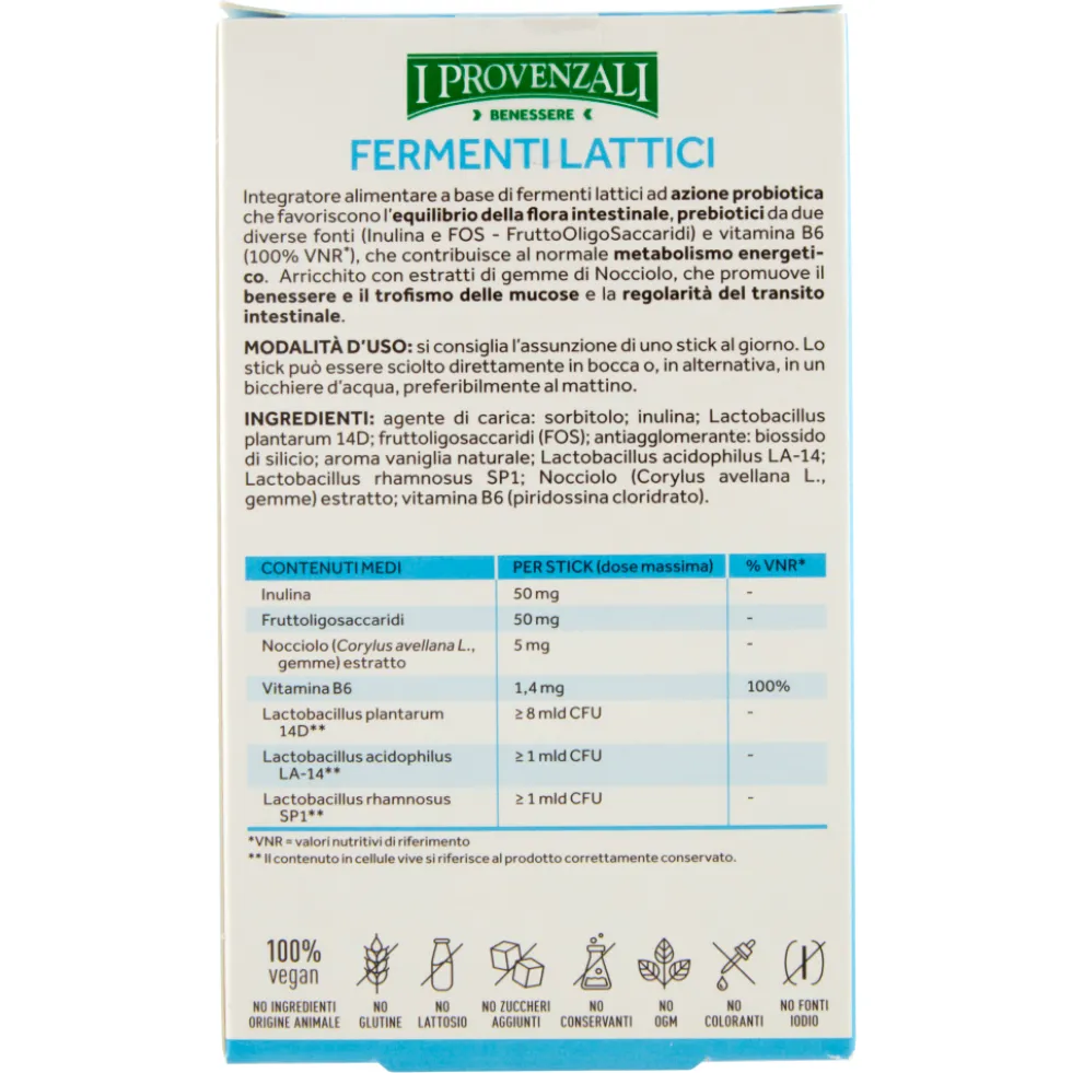 I Provenzali Benessere Fermenti Lattici Equilibrio Della Flora Intestinale 10 Stik Pack 20g