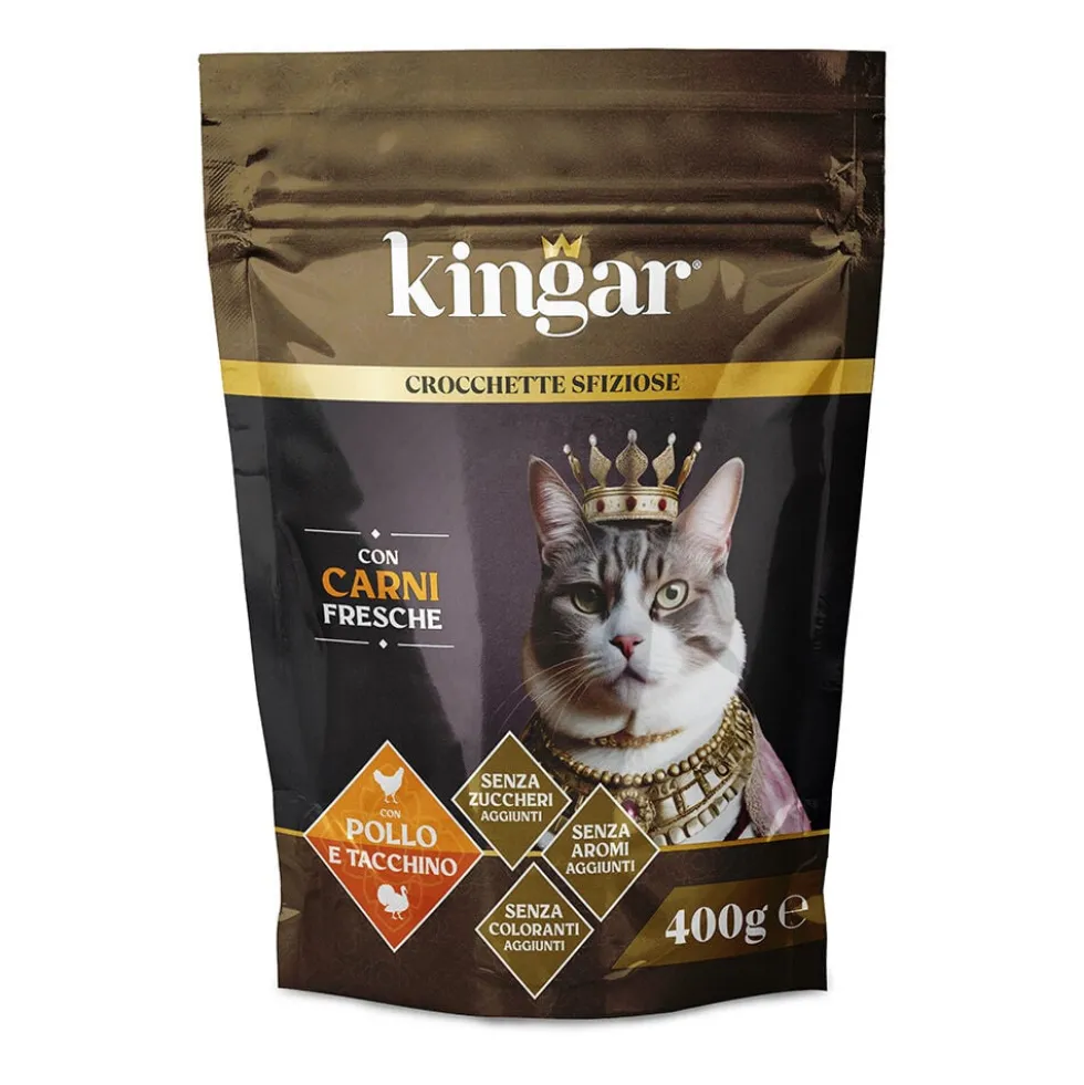 Kingar Cat Busta Crocchette 400g Pollo e Tacchino