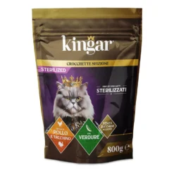 Kingar Cat Busta Crocchette 800g Pollo, Tacchino e Verdure