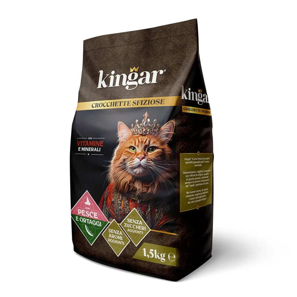 Kingar Cat Busta Crocchette 1,5Kg Pesce e Ortaggi