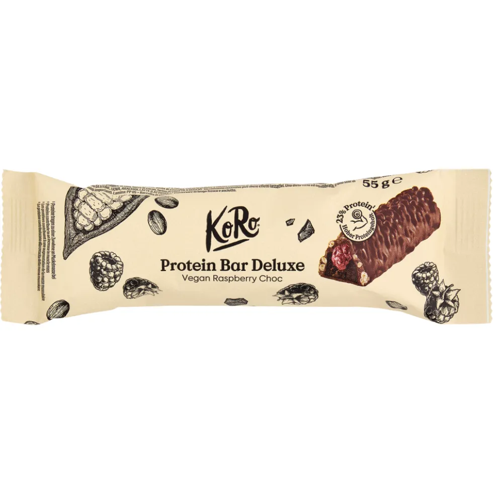 KoRo Protein Bar Deluxe Vegan Raspberry Choc 55 g