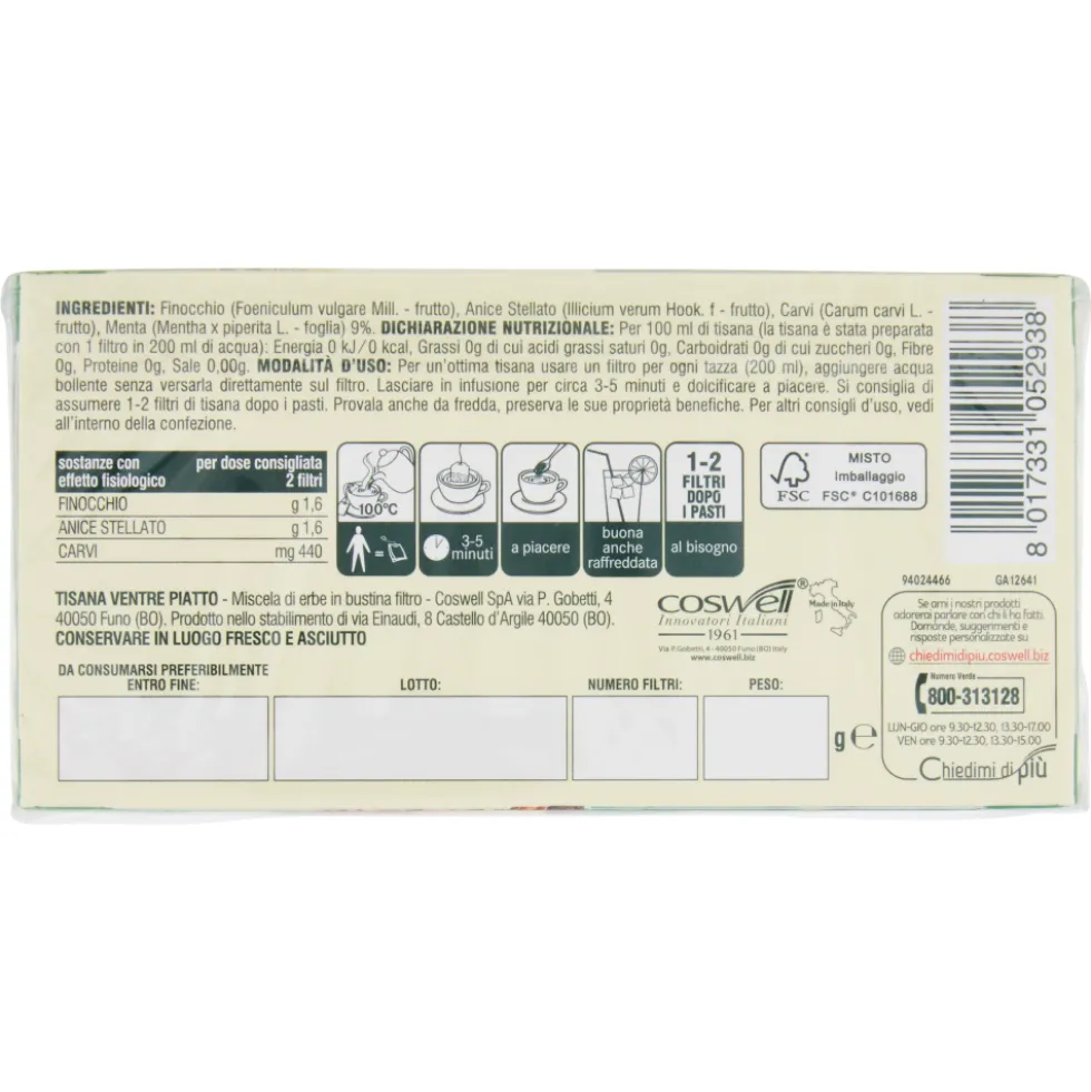 L'Angelica Nutraceutica le Tisane Ventre Piatto 20 Filtri 40 g