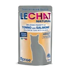 LeChat Natural Deliziosi Pezzetti di Tonno con Salmone 80 g