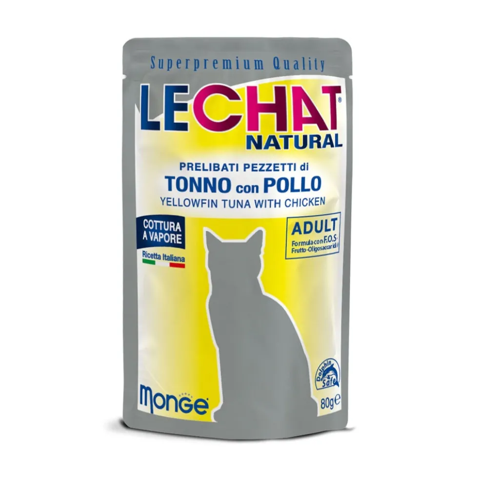 LeChat Natural Prelibati Pezzetti di Tonno con Pollo 80 g
