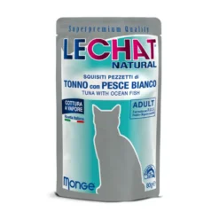 LeChat Natural Squisiti Pezzetti di Tonno con Pesce Bianco 80 g