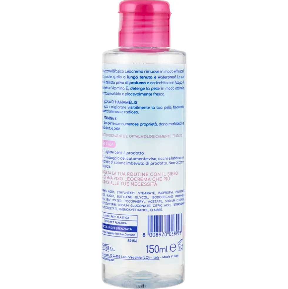 Leocrema Skincare Struccante Bifasico Viso, Occhi e Labbra Waterproof 150 ml