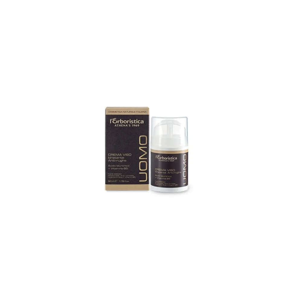 L'Erboristica Uomo Crema Viso Idratante Anti-rughe Acido Ialuronico + Vitamina B5 50 ml