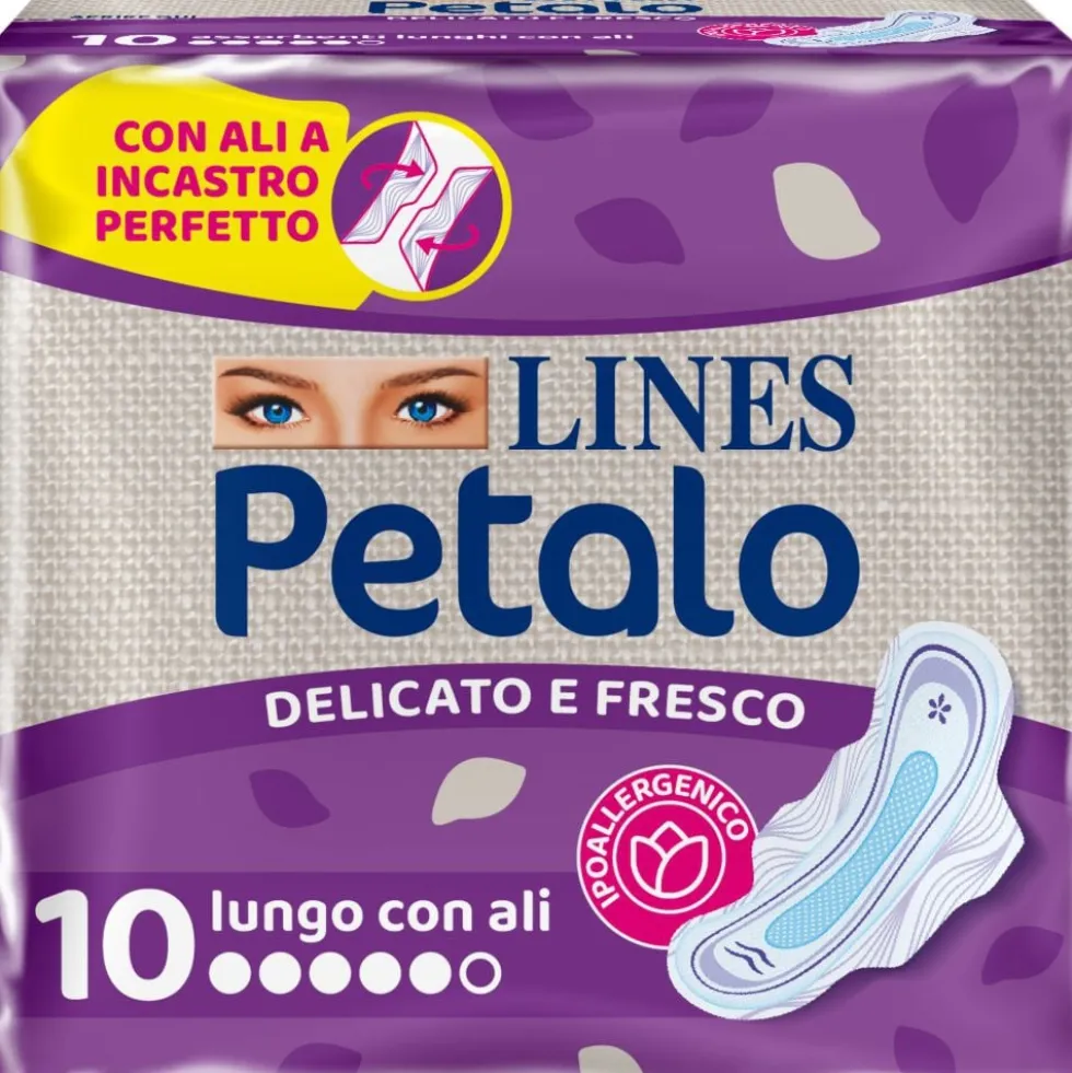 Lines Petalo Lungo con Ali 10 Assorbenti