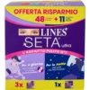 Lines Seta Ultra Assorbenti con Ali 48 Pezzi + Assorbenti Notte con Ali 11 Pezzi