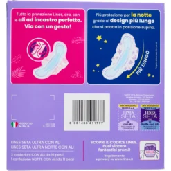 Lines Seta Ultra Assorbenti con Ali 48 Pezzi + Assorbenti Notte con Ali 11 Pezzi