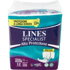 Lines Specialist Alta Protezione Pannoloni a Mutandina Tg L - 12 Pezzi