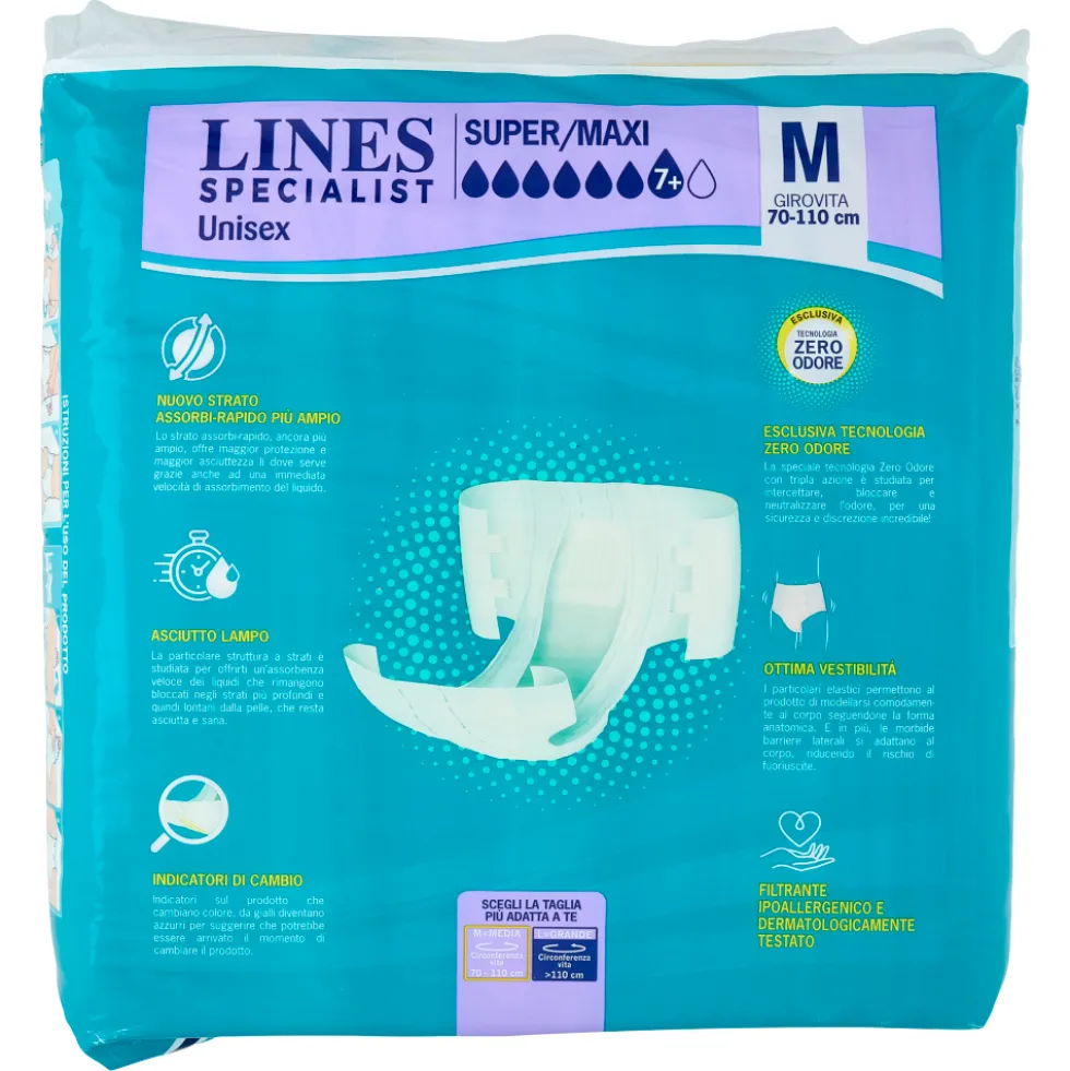 Lines Specialist Unisex Pannoloni a Mutandina M Super/Maxi 14 Pezzi