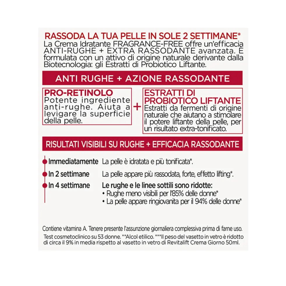 L'Oréal Paris Crema Viso Giorno Fragrance-Free Revitalift 50 ml