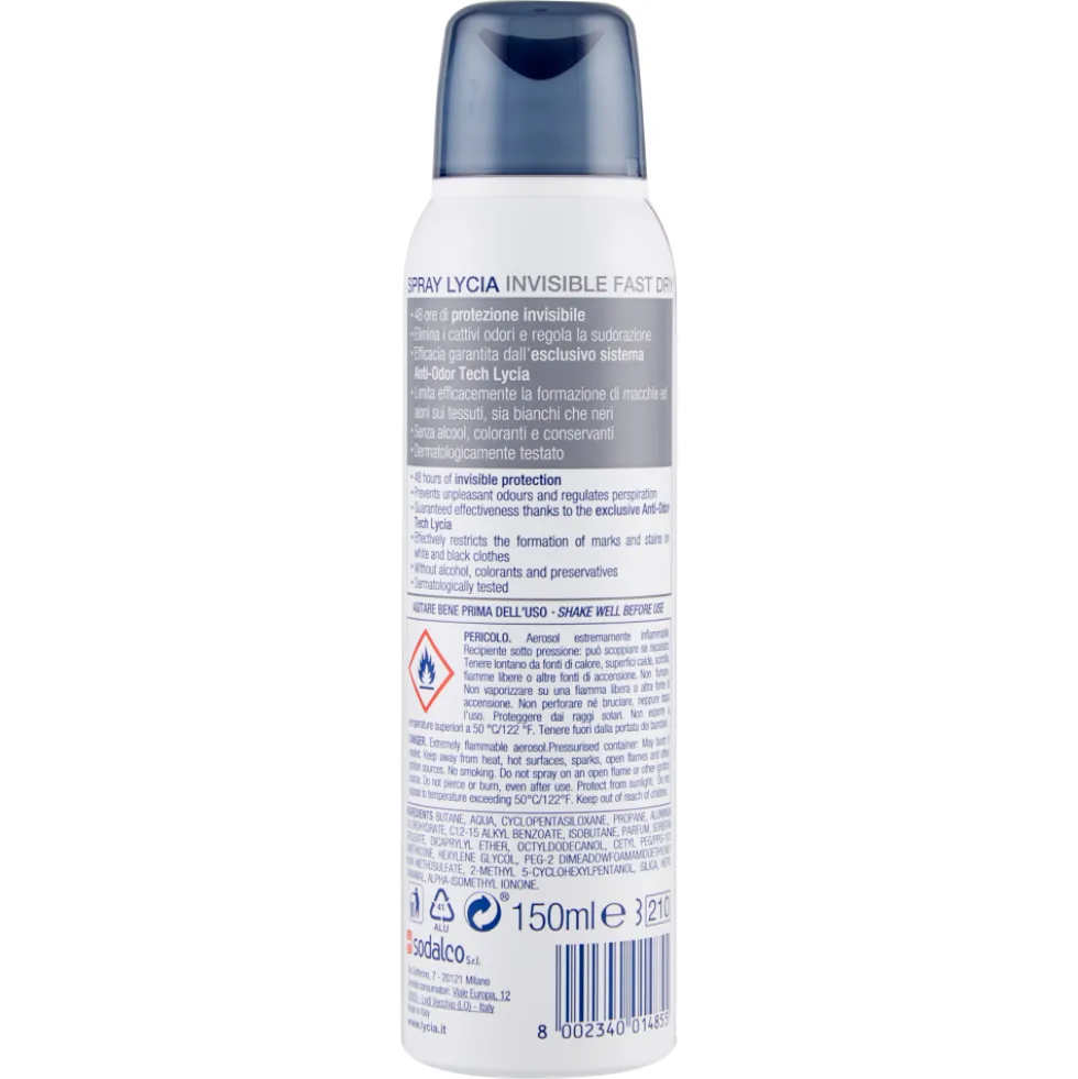 Lycia Invisible Dry Deodorante Spray 150 ml