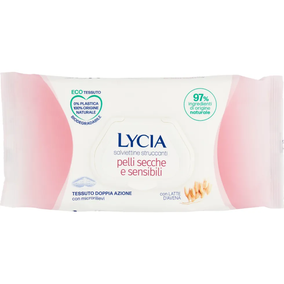 Lycia Salviettine Struccanti Pelli Secche e Sensibili con Latte d'Avena 60 pz