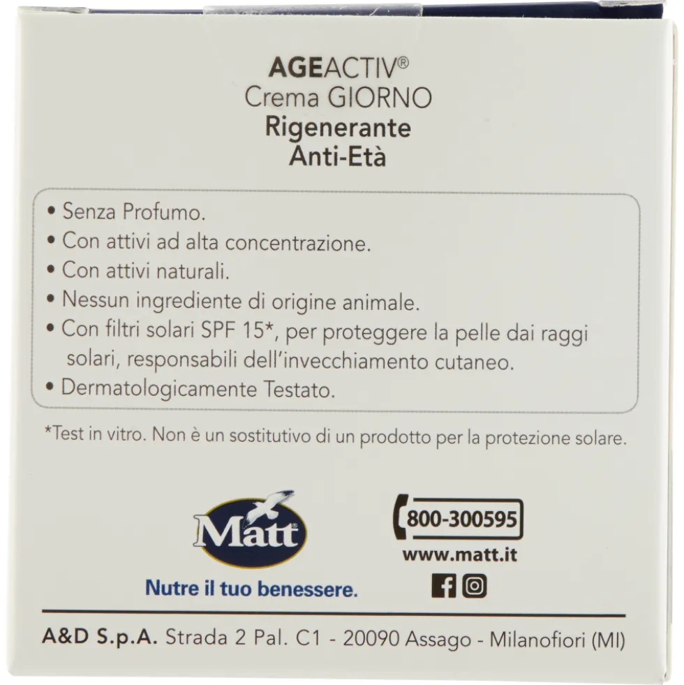 Matt Age Activ Acido Ialuronico Puro 3P Crema Giorno Rigenerante Anti-Età 50 ml