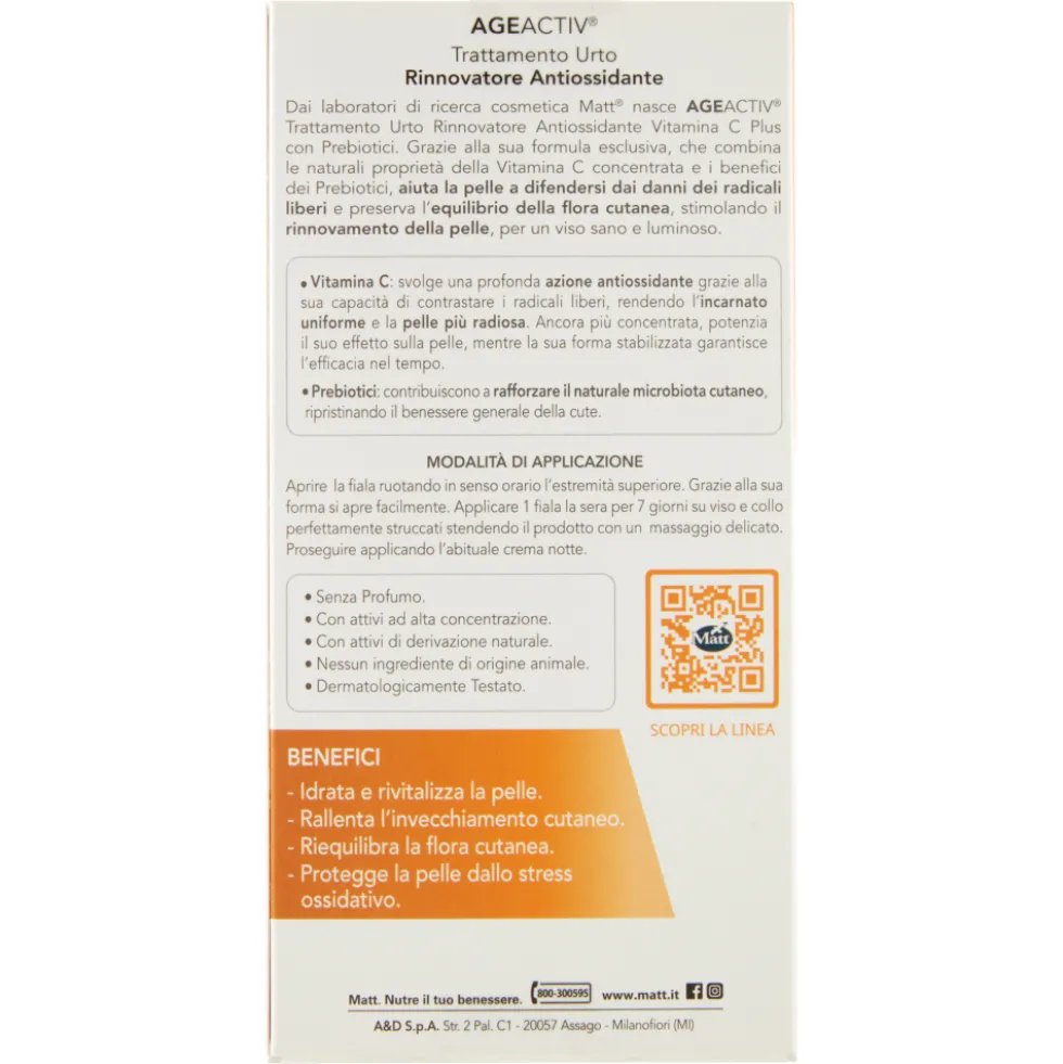 Matt Age Activ Trattamento Urto Rinnovatore Antiossidante Viso Vitamina C Plus 7 Fiale
