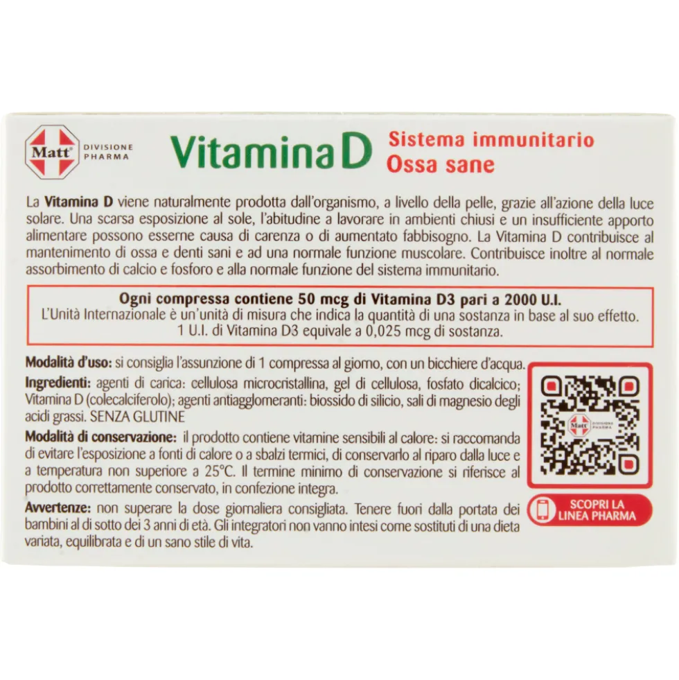 Matt Divisione Pharma Vitamina D 2000 U.I. Sistema Immunitario 60 compresse